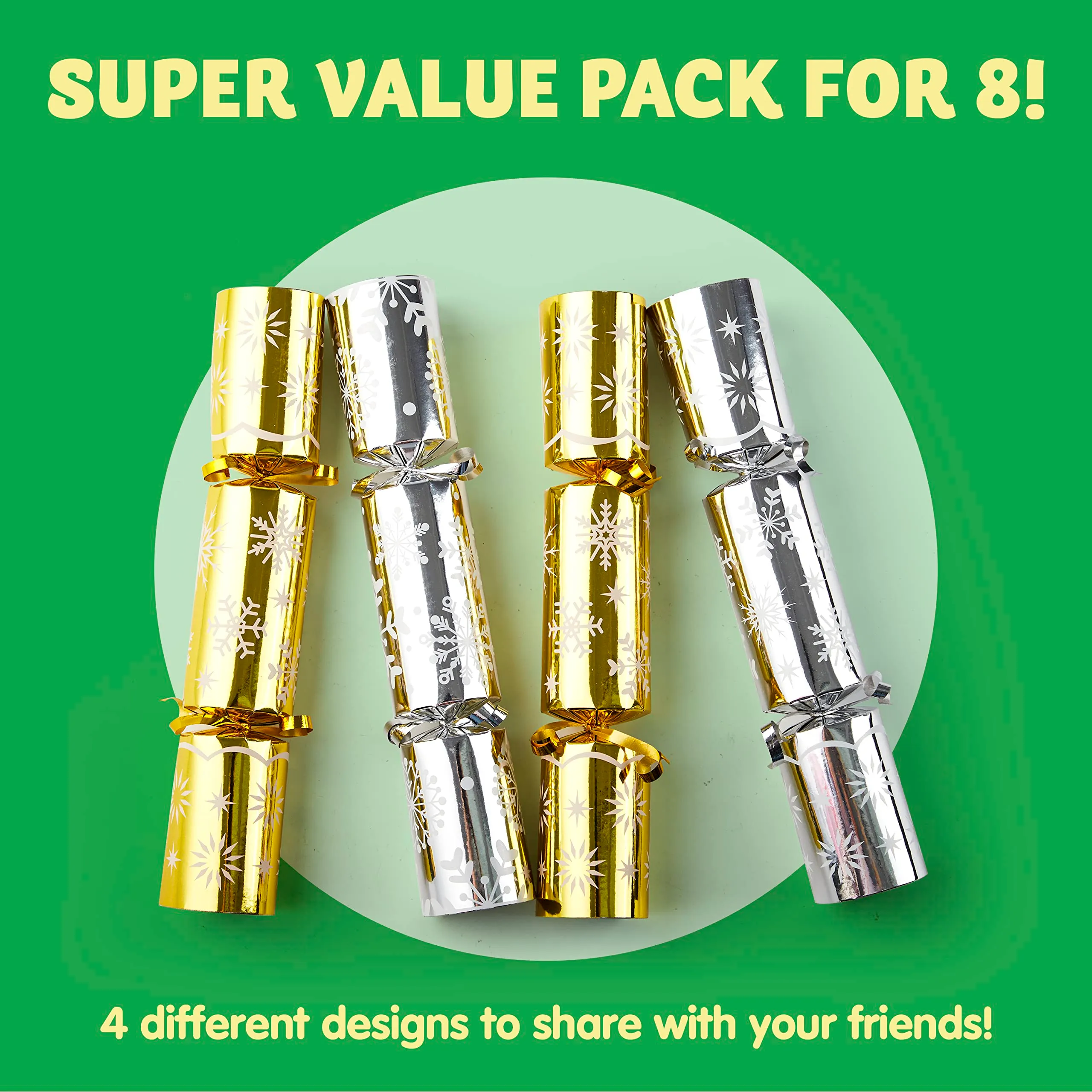10in Snowflake Christmas No-Snap Party Favor (Gold & Silver), 8 Pcs