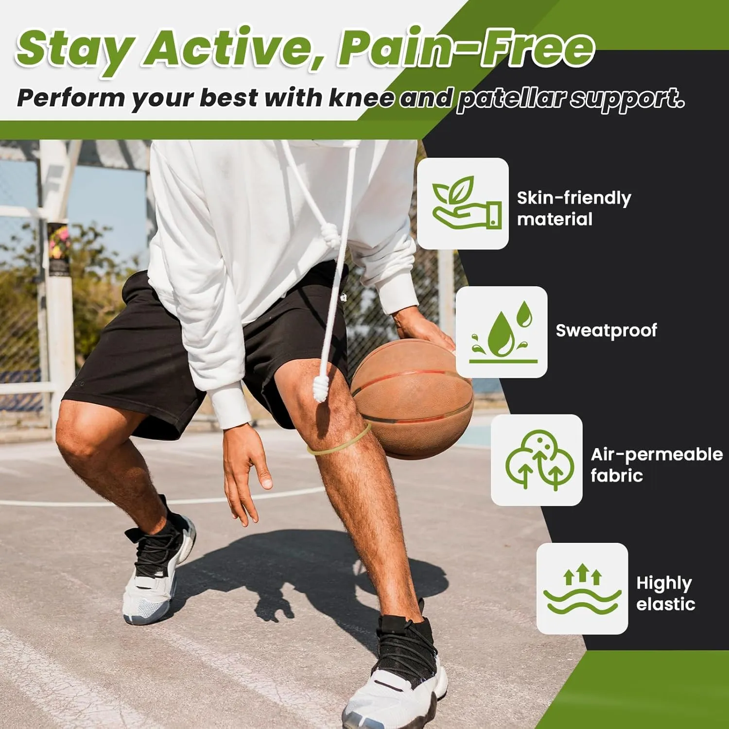 2PCS Patellar Tendon Knee Strap Knee Band for Knee Pain Relief Patella Knee Band for Basketball Running Sports Breathable Patellar Tendon Support Strap