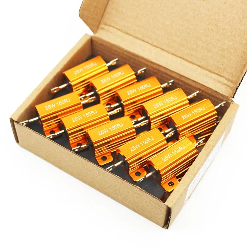 2pcs RX24 25W Aluminium Housed High Power Resistor Metal Shell Heatsink Resistance 0.1 0.5 1 10 20 30 50 Ohm Multiple Values