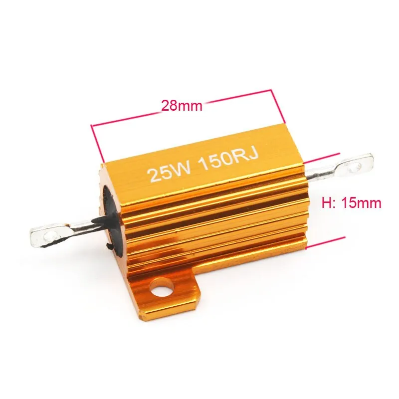 2pcs RX24 25W Aluminium Housed High Power Resistor Metal Shell Heatsink Resistance 0.1 0.5 1 10 20 30 50 Ohm Multiple Values
