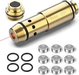 9mm Dry Fire Laser Training System, Laser Bore Sight with Built in Snap Cap for Dry Fire Training Practice, Red Dot Beam Bullet with Double O-Rin