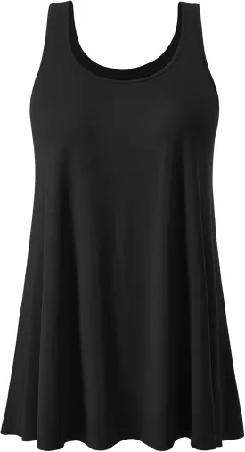 Air Curvey Tank Tops for Women Build in Bra Casual Flowy Tank Pleated Loose Fit S-XXXXL