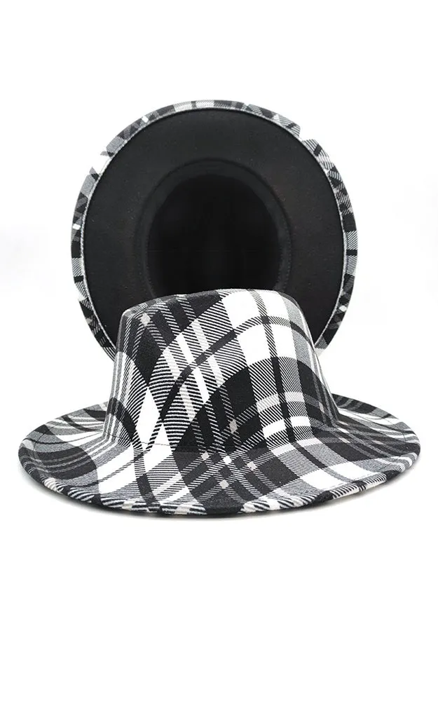 AT403 Check Pattern Style Fashion Fedora Hat