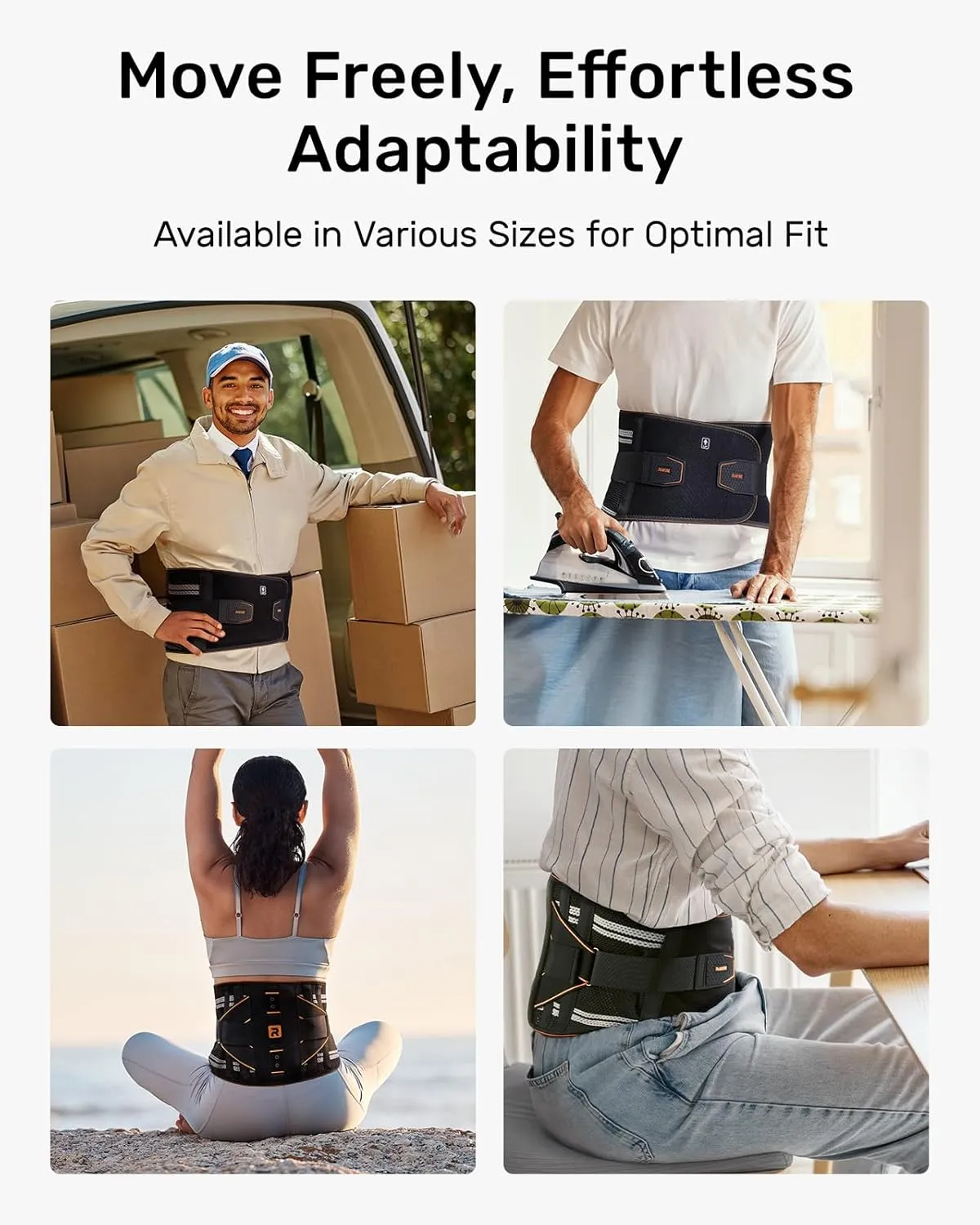 Back Brace for Lower Back Pain Women Men, Ergonomic Support Brace with Lumbar Pad, Adjustable Straps and Soft Breathable Mesh Fabric, Lumbar Support Belt Relief with Enhanced Structural Design, Orange Size M (Waist: 33.5"-39.4")