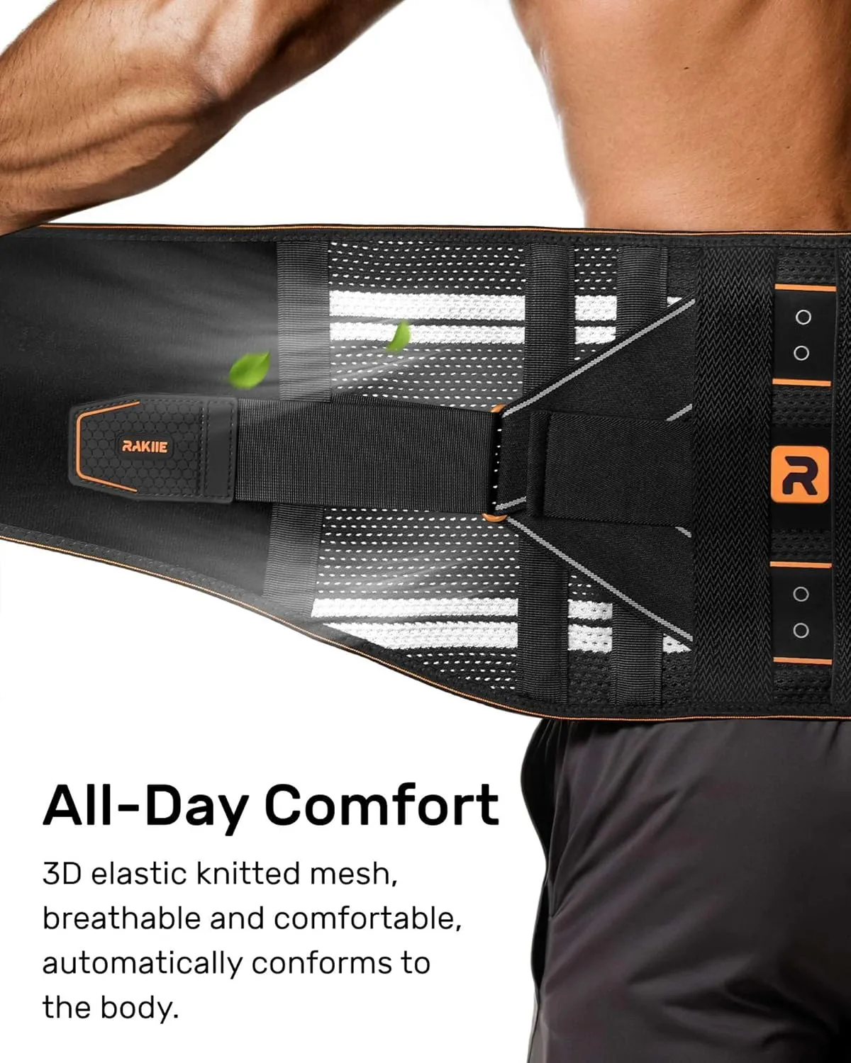 Back Brace for Lower Back Pain Women Men, Ergonomic Support Brace with Lumbar Pad, Adjustable Straps and Soft Breathable Mesh Fabric, Lumbar Support Belt Relief with Enhanced Structural Design, Orange Size M (Waist: 33.5"-39.4")