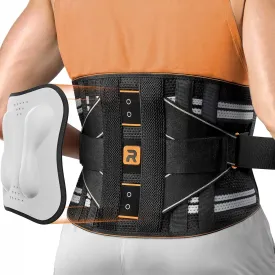 Back Brace for Lower Back Pain Women Men, Ergonomic Support Brace with Lumbar Pad, Adjustable Straps and Soft Breathable Mesh Fabric, Lumbar Support Belt Relief with Enhanced Structural Design, Orange Size M (Waist: 33.5"-39.4")