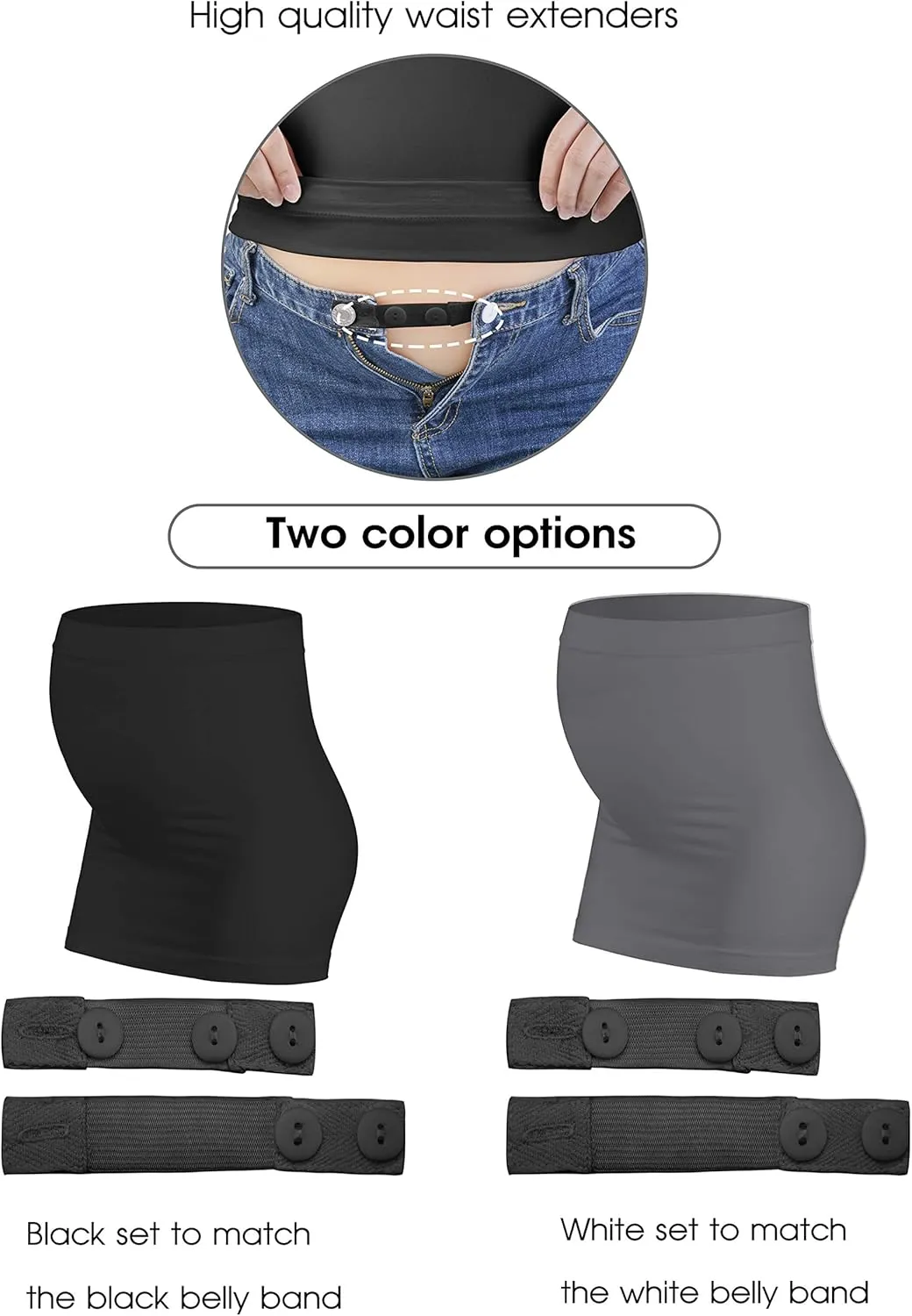 Belly Bands for Pregnant Women Maternity Band for Pants Postpartum Belly Band Pregnancy Band for Jeans