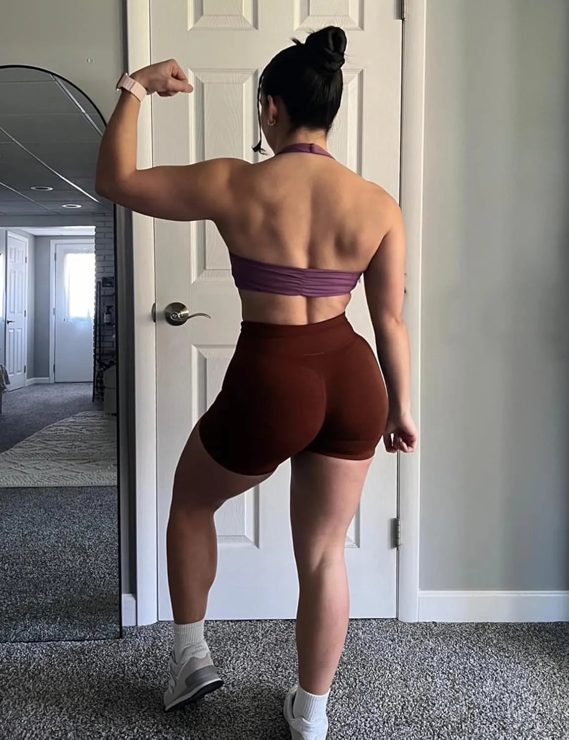 Butt Lifting Impact Shorts for Women Hidden Scrunch Booty Lift Gym Yoga Shorts Seamless Tummy Control 4.5"