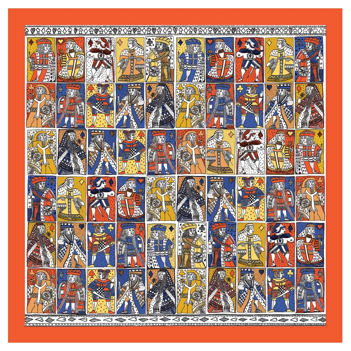 Cards Orange Wool Scarf