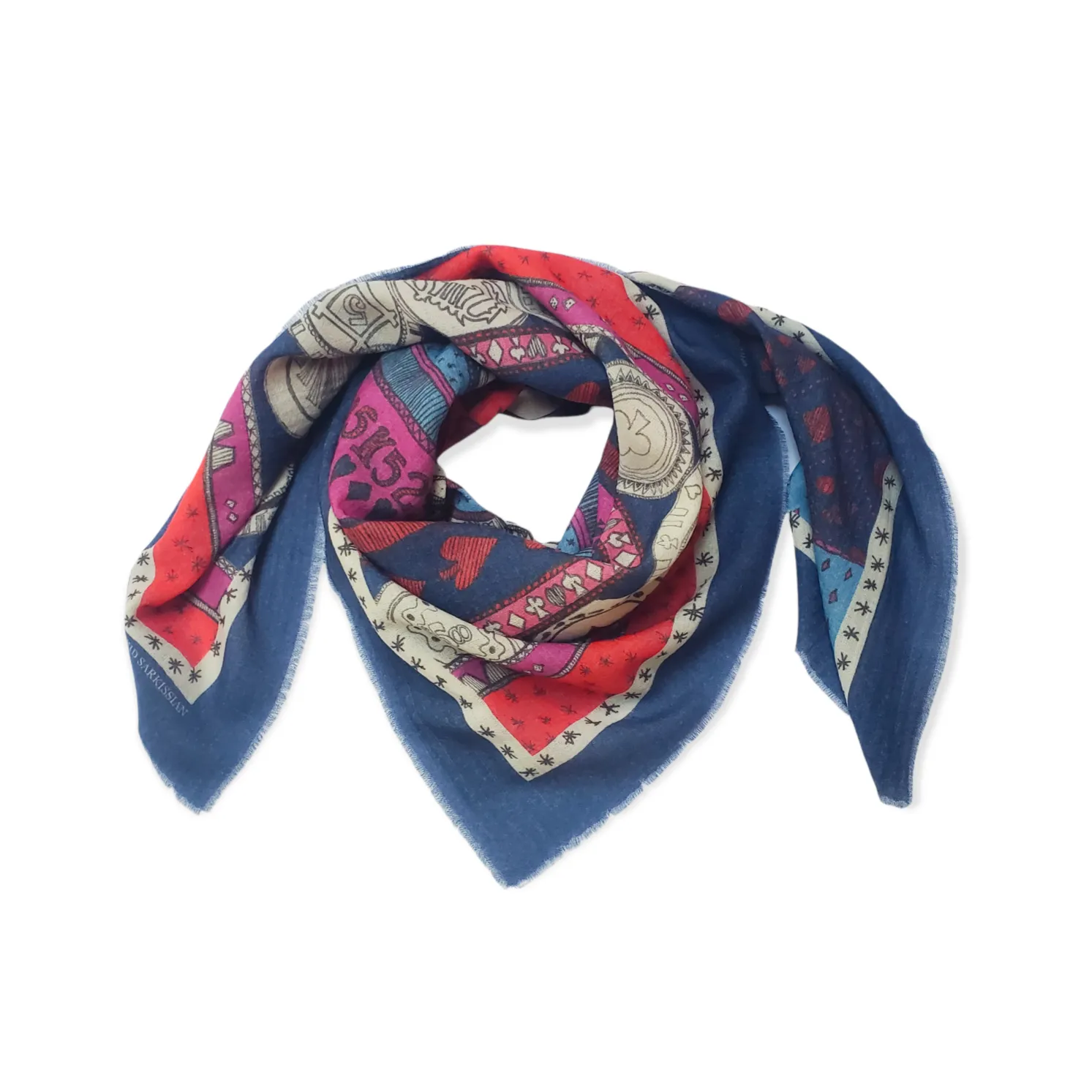 Casino Blue Wool Scarf