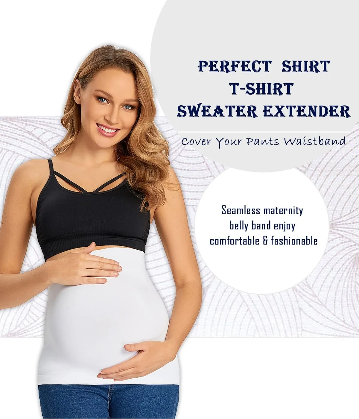 Combination of Maternity Shirts Extenders and Pants Waist Extenders, Seamless Maternity Belly Band
