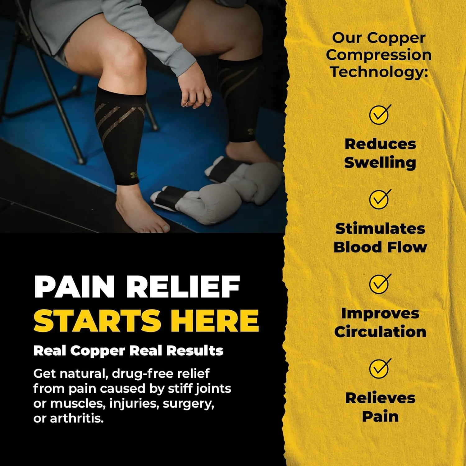 CopperJoint Wide Calf Compression Sleeve Men - Compression Calf Sleeve Women, Leg Sleeves for Men, Knee and Legs Sleeves Support for Runners, Basketball, Workout, Sports, 20-30mmHg - 2XL