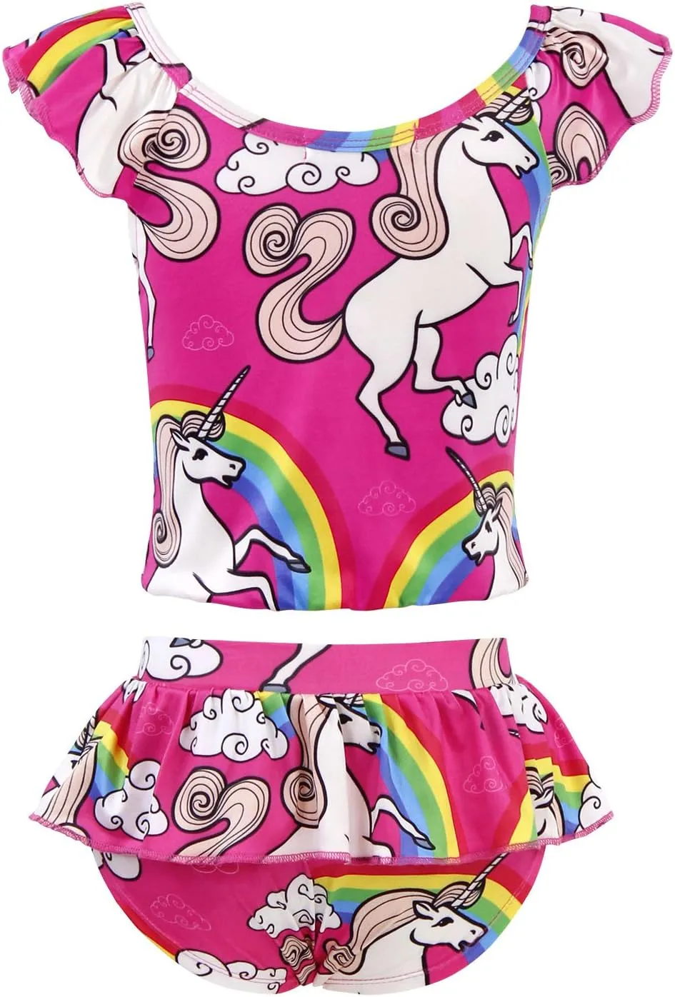 COTRIO Girls Swimsuit Rainbow Unicorn Tankini Swimwear Bathing Suit 2 Piece Beach Bikini for 2-10 Years Toddler Baby