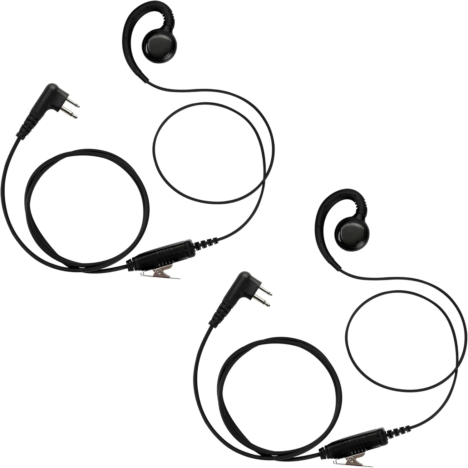 CP100d CP200 Radio Earpiece Compatible with Motorola BPR40 CLS 1110 1410 VL50 RDM2070D DLR1020 Walkie Talkie 2 Pin [C-Ring] Two Way Radio Surveillance Headset with PTT Mic (2 Packs)