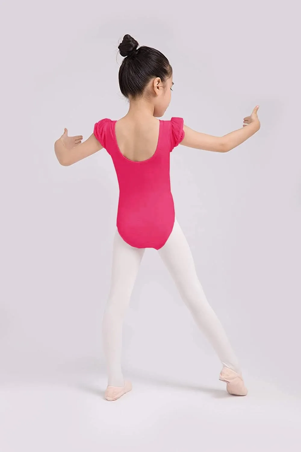 Dancina Girls Leotard for Ballet and Dance - Short Sleeve Toddler Leotard with Adorable Ruffles  Comfortable Cotton Stretch