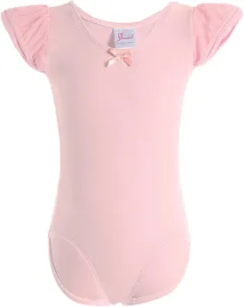 Dancina Girls Leotard for Ballet and Dance - Short Sleeve Toddler Leotard with Adorable Ruffles  Comfortable Cotton Stretch