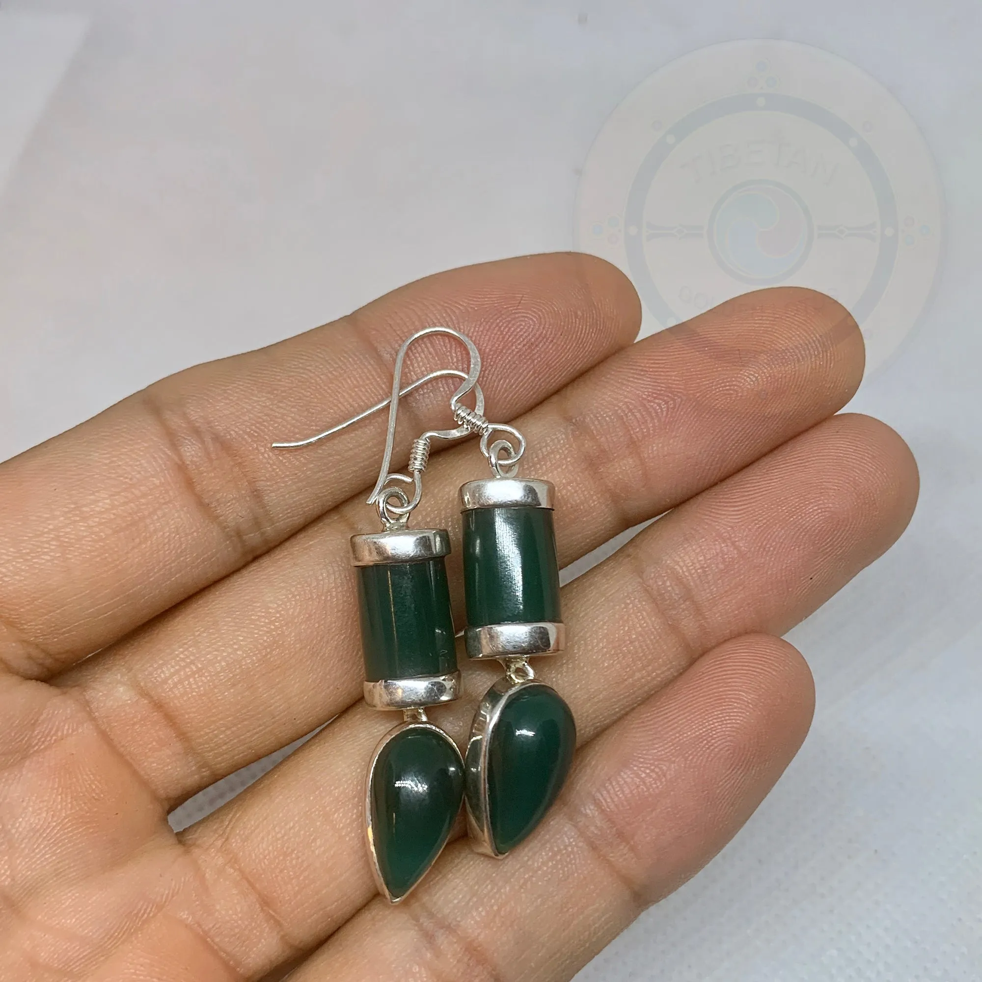 Dangle statement, Green Onyx Teardrop Earring