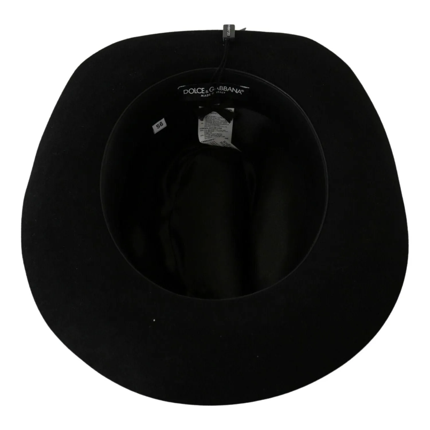 Dolce & Gabbana Elegant Black Lapin Wide Brim Panama Hat