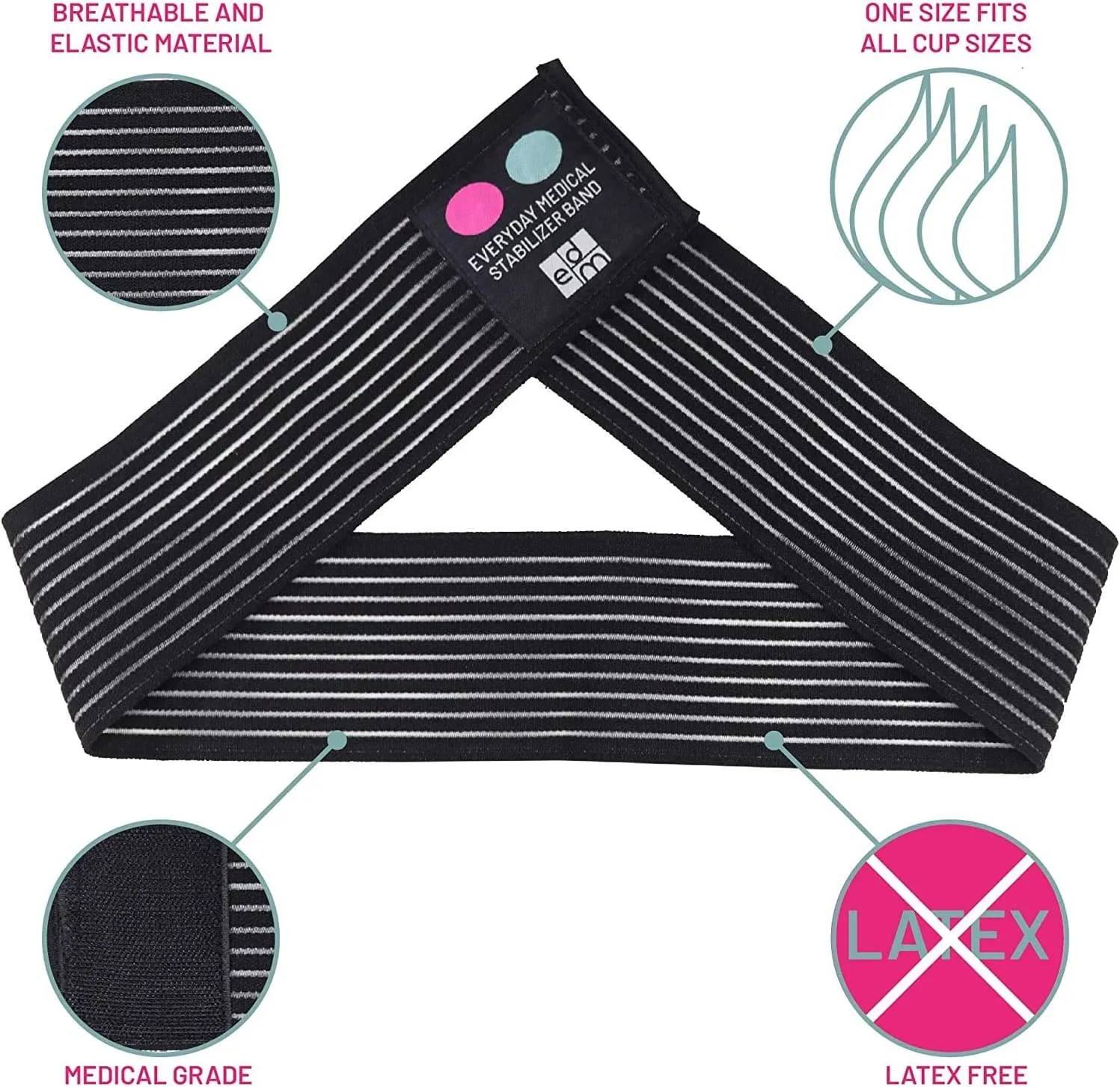 Everyday Medical Post Surgery Breast Band - 2 Pack I Implant Stabilizer I Post Surgery Breast Augmentation Support Band Wrap I Chest and Breast Support Bandage