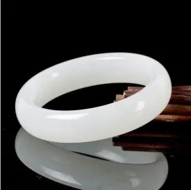 Genuine Natural White Jade Bangle Bracelet Charm Jewellery Fashion Accessories Hand-Carved Lucky Amulet Gifts for Women Her Men