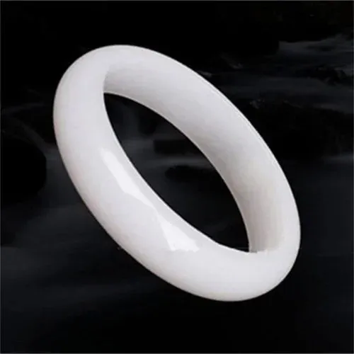 Genuine Natural White Jade Bangle Bracelet Charm Jewellery Fashion Accessories Hand-Carved Lucky Amulet Gifts for Women Her Men