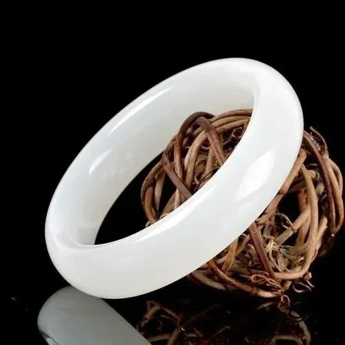 Genuine Natural White Jade Bangle Bracelet Charm Jewellery Fashion Accessories Hand-Carved Lucky Amulet Gifts for Women Her Men