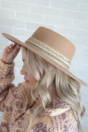 HAT2188 Blaze Multi Trim Wide Brim Fedora