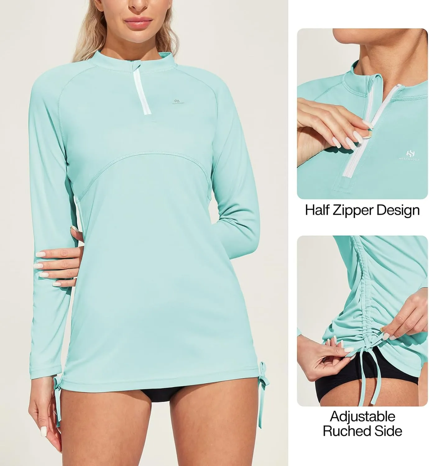 Heathyoga Rash Guard for Women UPF 50  UV Sun Protection Swim Shirt for Woman Long Sleeve Swimsuits Bathing Suit Tops