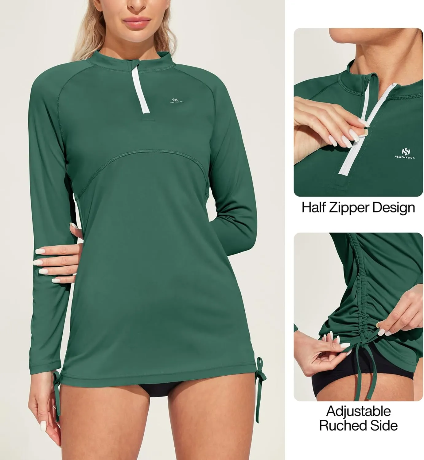 Heathyoga Rash Guard for Women UPF 50  UV Sun Protection Swim Shirt for Woman Long Sleeve Swimsuits Bathing Suit Tops