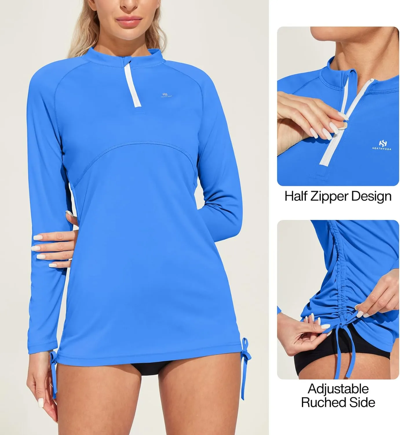 Heathyoga Rash Guard for Women UPF 50  UV Sun Protection Swim Shirt for Woman Long Sleeve Swimsuits Bathing Suit Tops