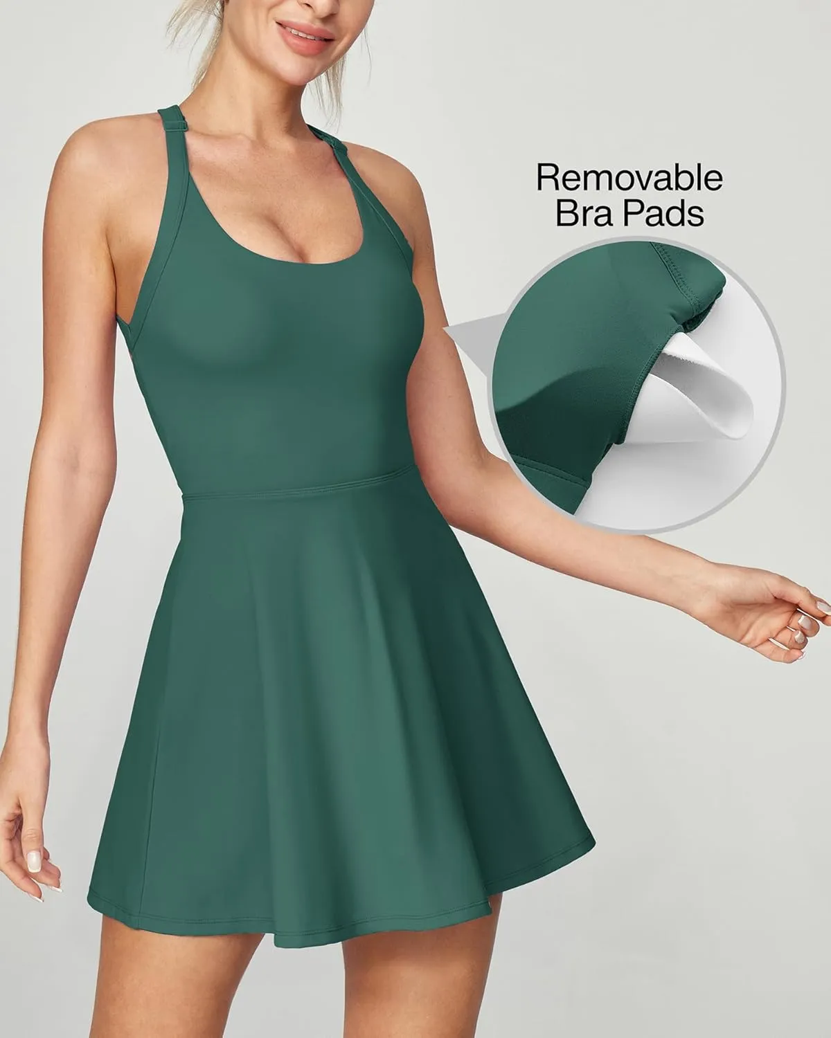 Heathyoga Tennis Dress with Built in Shorts and Bra Athletic Dress for Women Summer Cut Out Twisted Golf Workout Dress