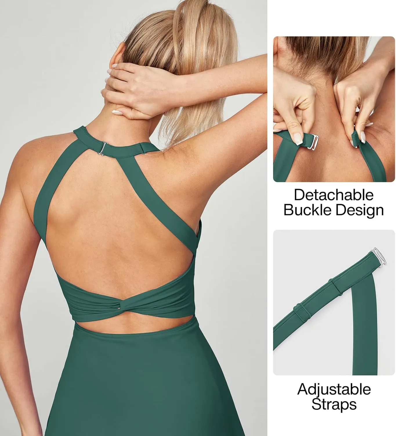 Heathyoga Tennis Dress with Built in Shorts and Bra Athletic Dress for Women Summer Cut Out Twisted Golf Workout Dress