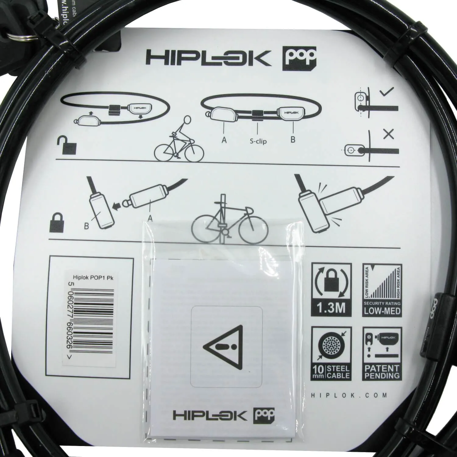 Hiplok Pop 1.3mm x 10mm Wearable Key Cable Lock