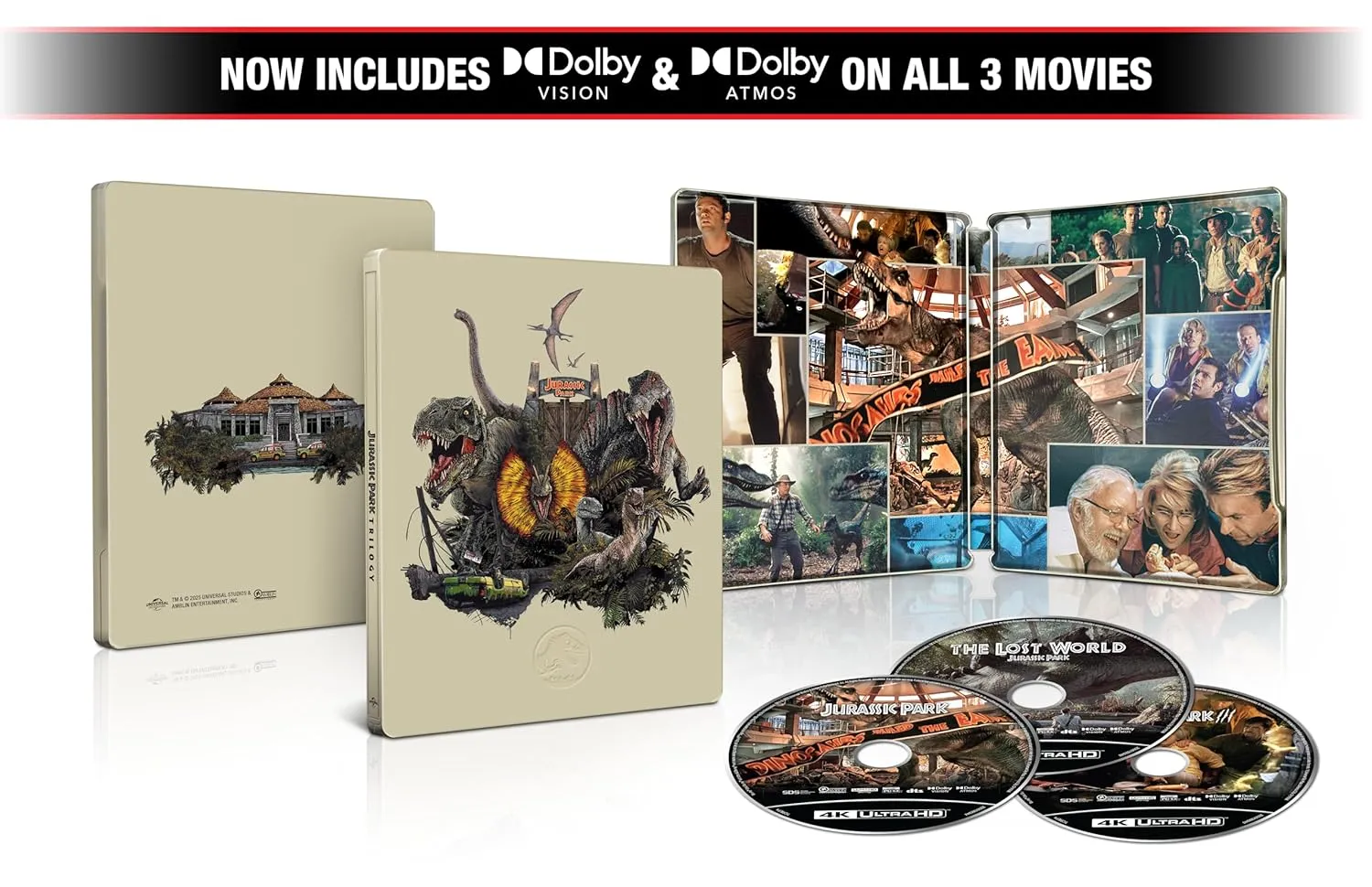 Jurassic Park Trilogy (Jurassic Park / The Lost World: Jurassic Park / Jurassic Park III) - Limited Edition Steelbook 4K Ultra HD   Digital