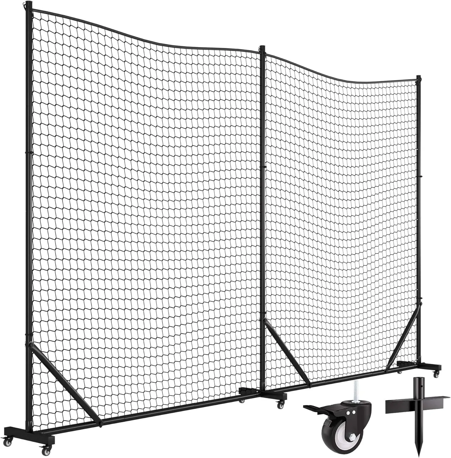 MR Ball Stop Net System, Movable Heavy Duty Backstop Net, 2 in 1 Multi-Sport Stop Netting, Ball Barrier Sports Practice Barrier Net for Professional, College and Grade School Training