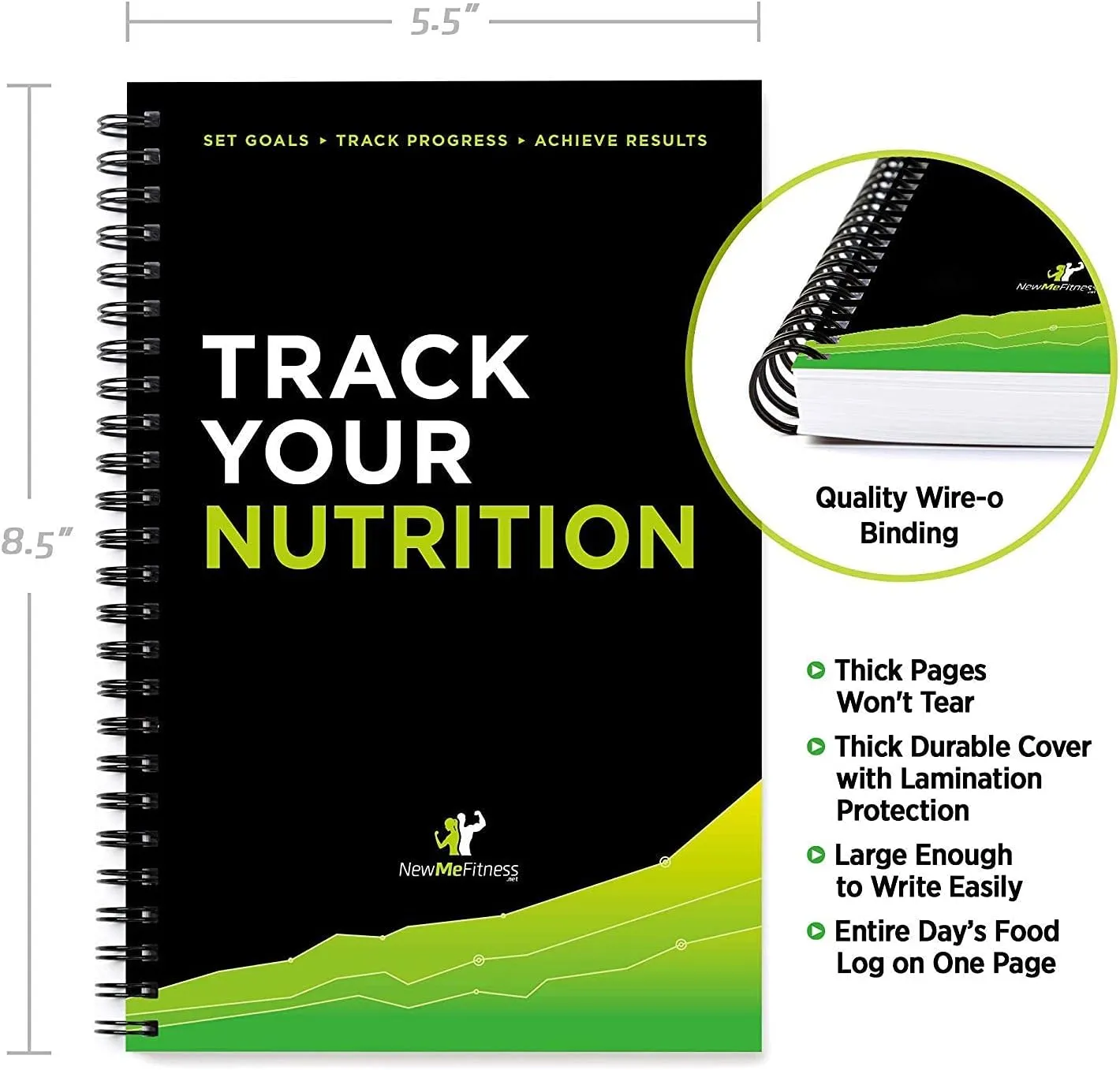 NewMe Fitness Journal for Women & Men, Food & Workout Journal, Planner Log Book to Track Weight Loss, Muscle Gain, Home Gym Exercise, Bodybuilding Progress, Daily Nutrition & Personal Health Tracker