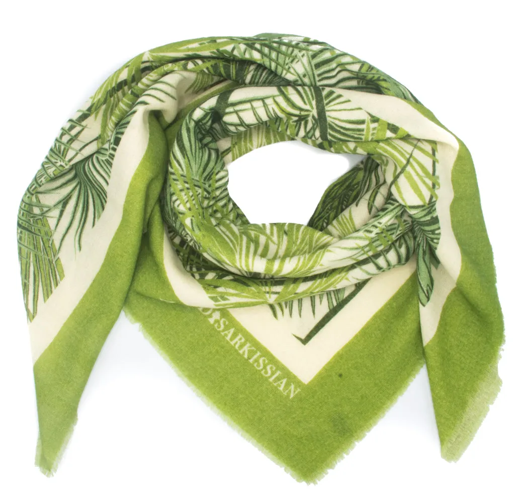 Palmier Green Wool Scarf