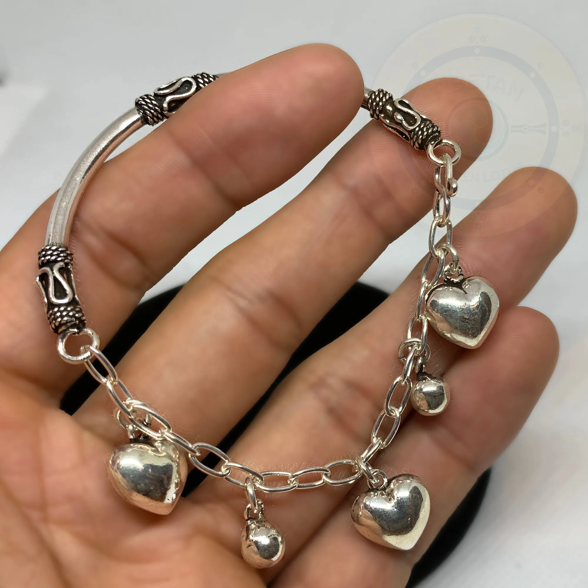 Plain Sterling Silver Key/Heart Love Bracelet Cuff