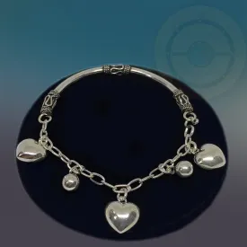 Plain Sterling Silver Key/Heart Love Bracelet Cuff