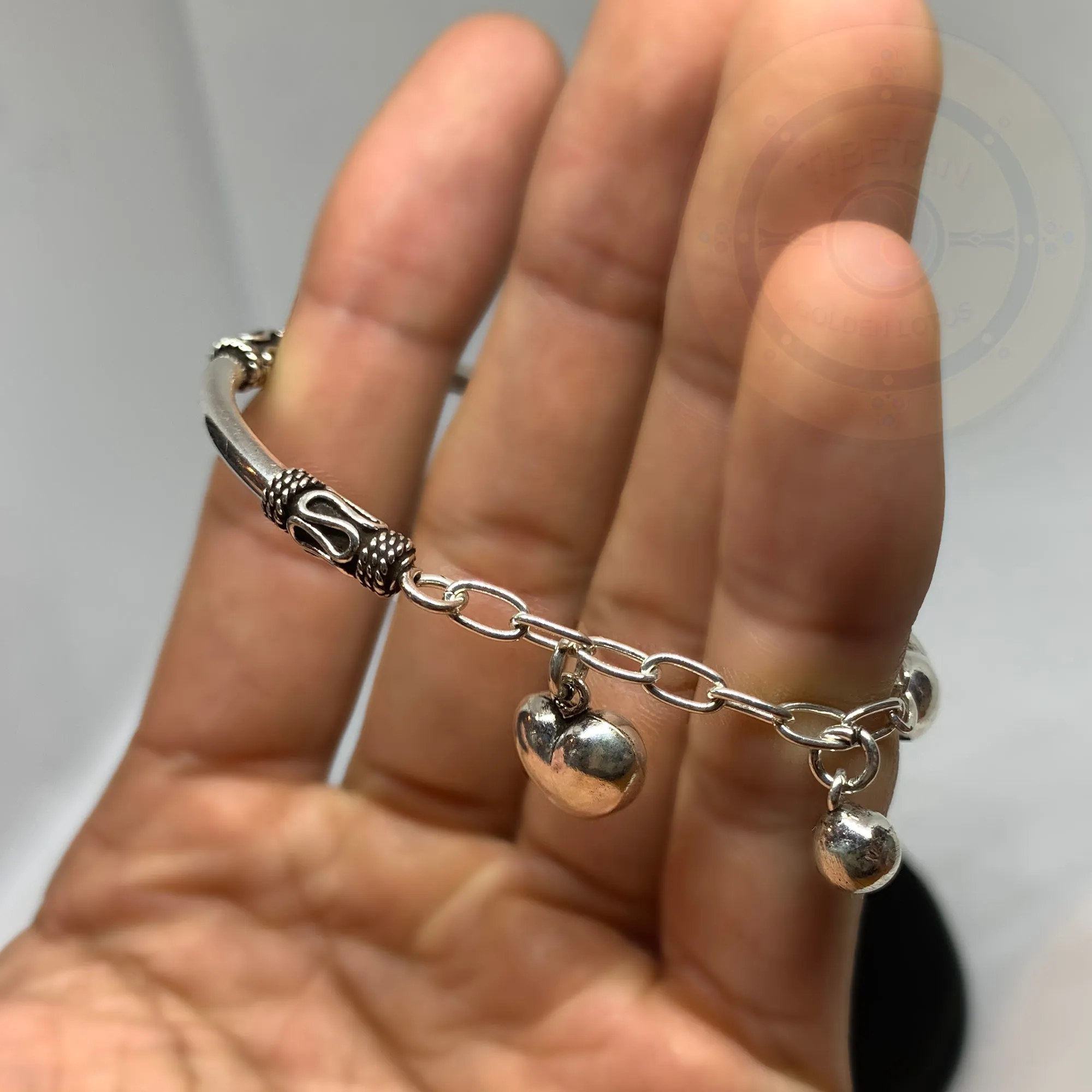 Plain Sterling Silver Key/Heart Love Bracelet Cuff