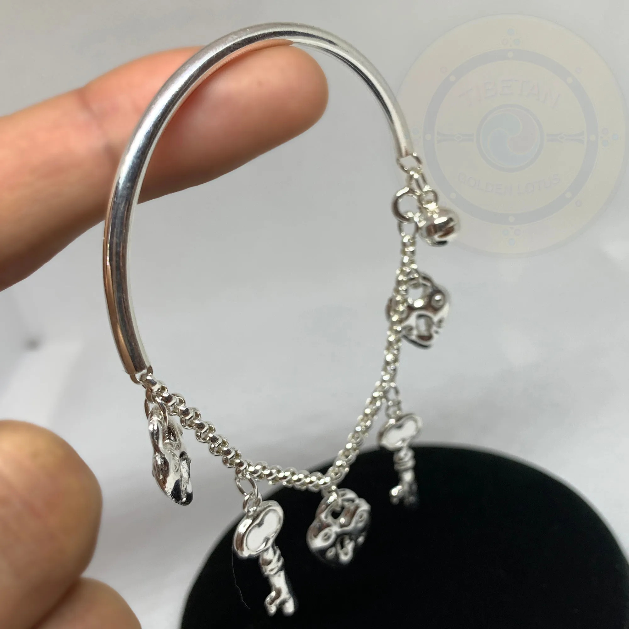 Plain Sterling Silver Key/Heart Love Bracelet Cuff