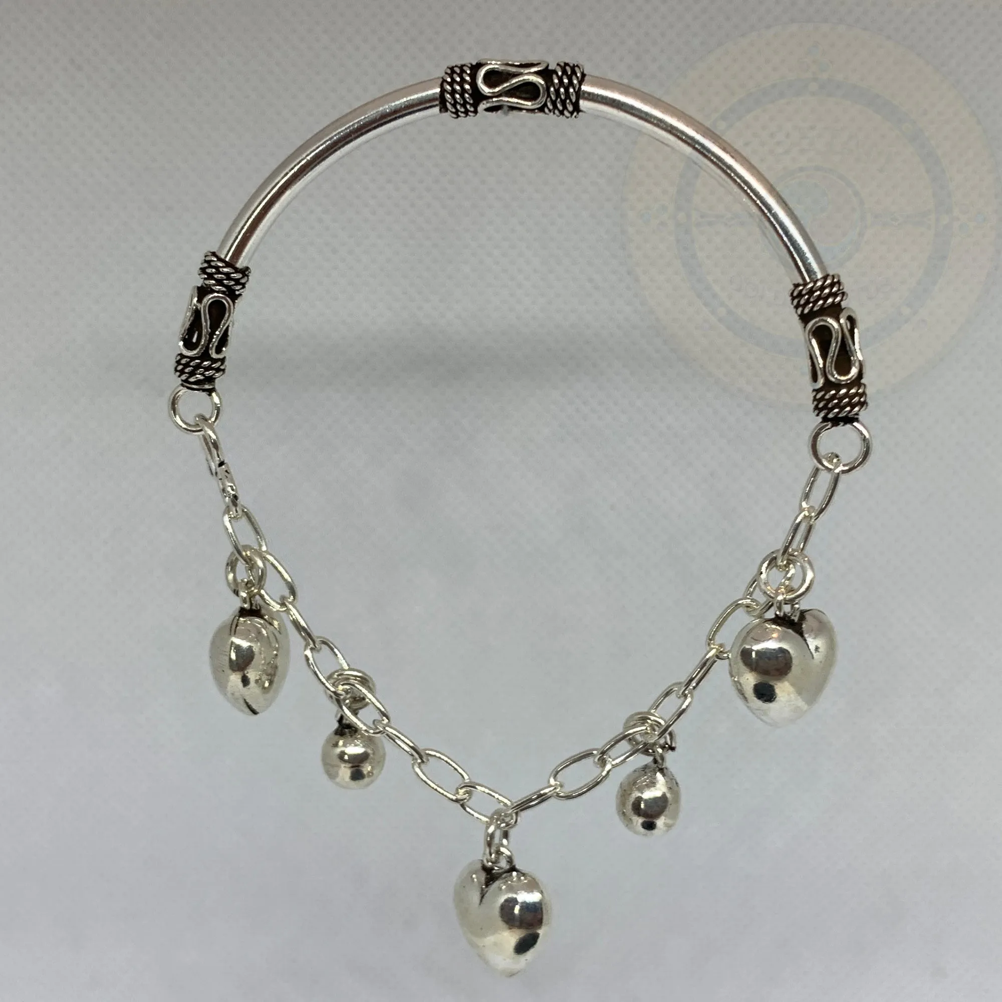 Plain Sterling Silver Key/Heart Love Bracelet Cuff