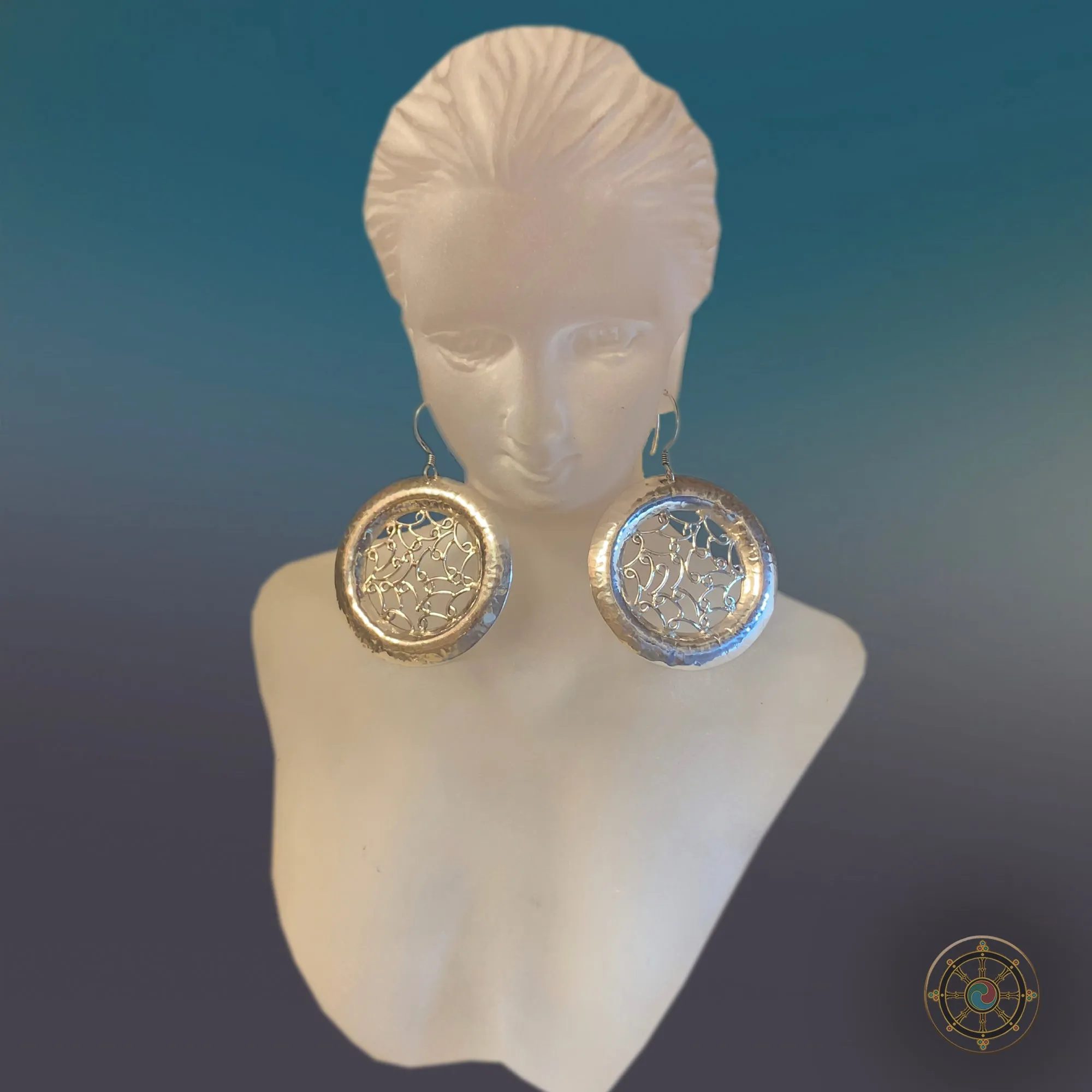 Plain Sterling Silver Round Tree Of Life Earring