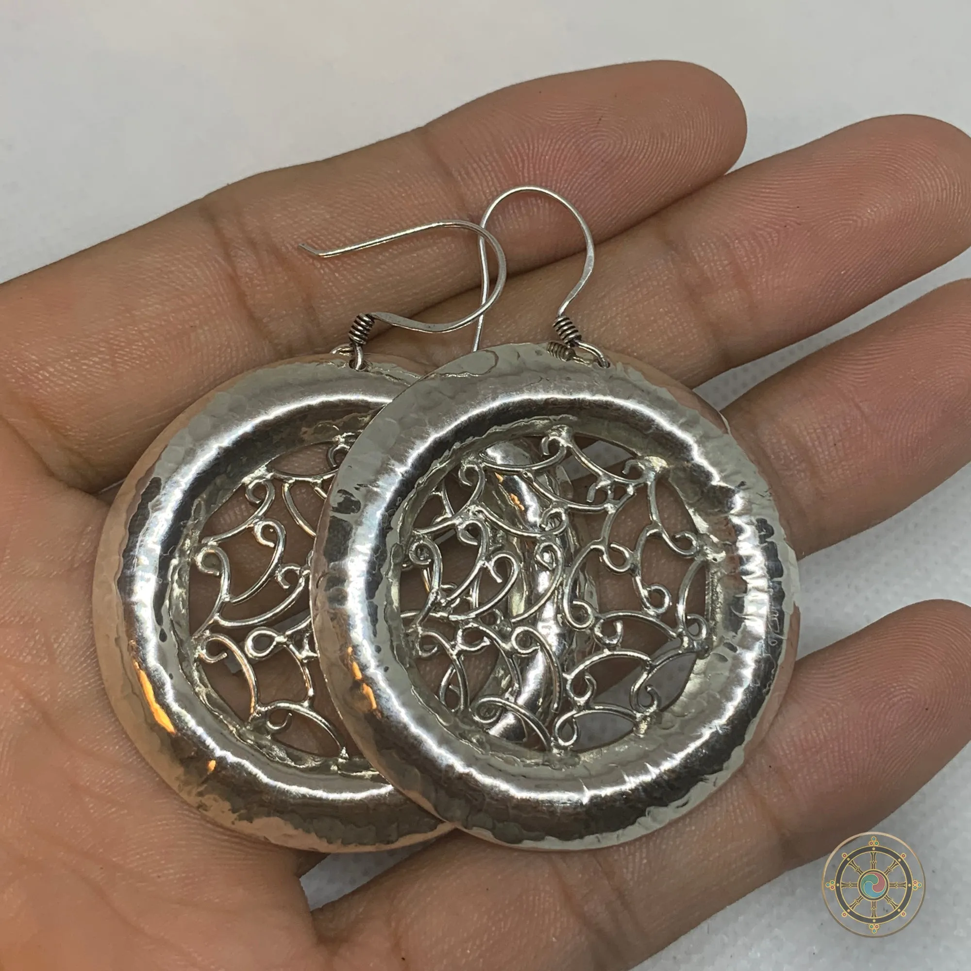 Plain Sterling Silver Round Tree Of Life Earring
