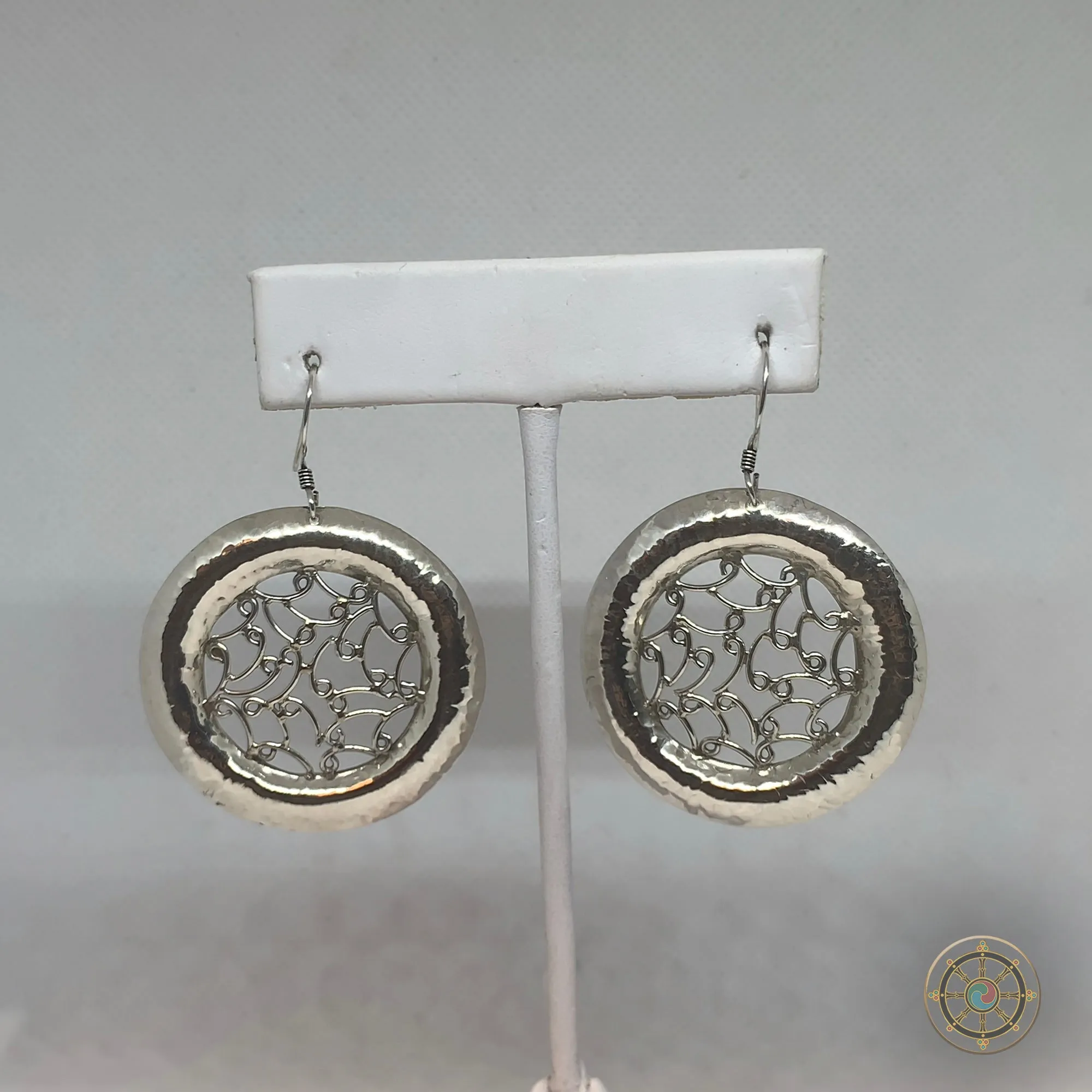 Plain Sterling Silver Round Tree Of Life Earring