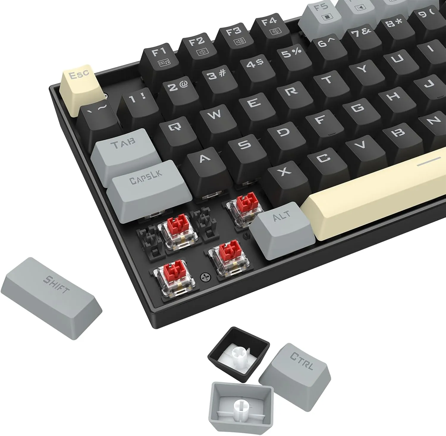 Redragon K552P Mechanical Gaming Keyboard TKL with 18 Backlight Modes, Hot-Swappable Red Switches, 87-Key Compact Ergonomic Design, N-Key Rollover & Software Programmable Macro - RGB, Eclipse Gilded