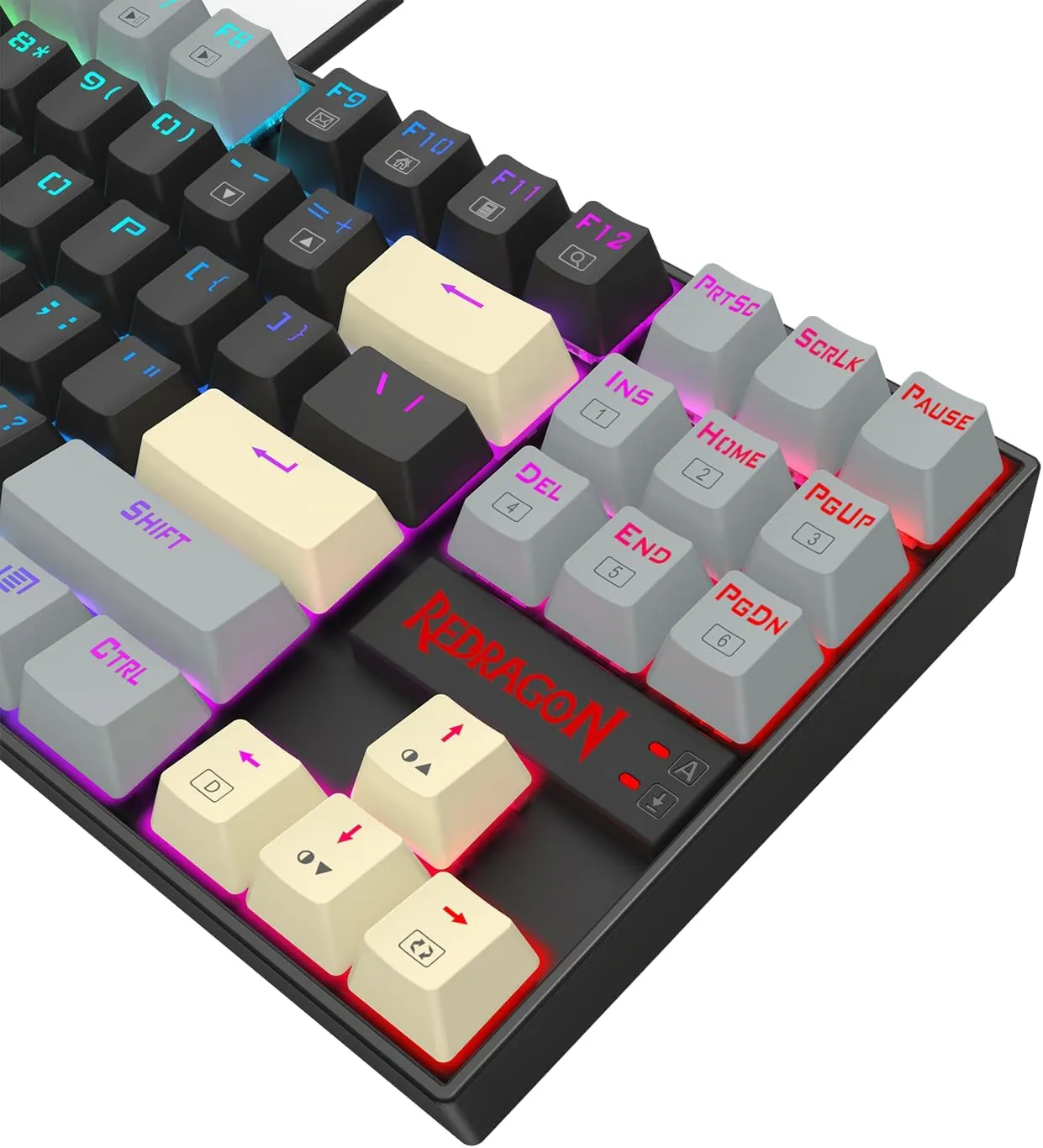 Redragon K552P Mechanical Gaming Keyboard TKL with 18 Backlight Modes, Hot-Swappable Red Switches, 87-Key Compact Ergonomic Design, N-Key Rollover & Software Programmable Macro - RGB, Eclipse Gilded