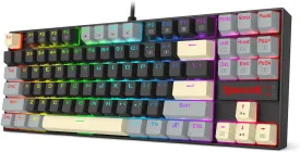 Redragon K552P Mechanical Gaming Keyboard TKL with 18 Backlight Modes, Hot-Swappable Red Switches, 87-Key Compact Ergonomic Design, N-Key Rollover & Software Programmable Macro - RGB, Eclipse Gilded