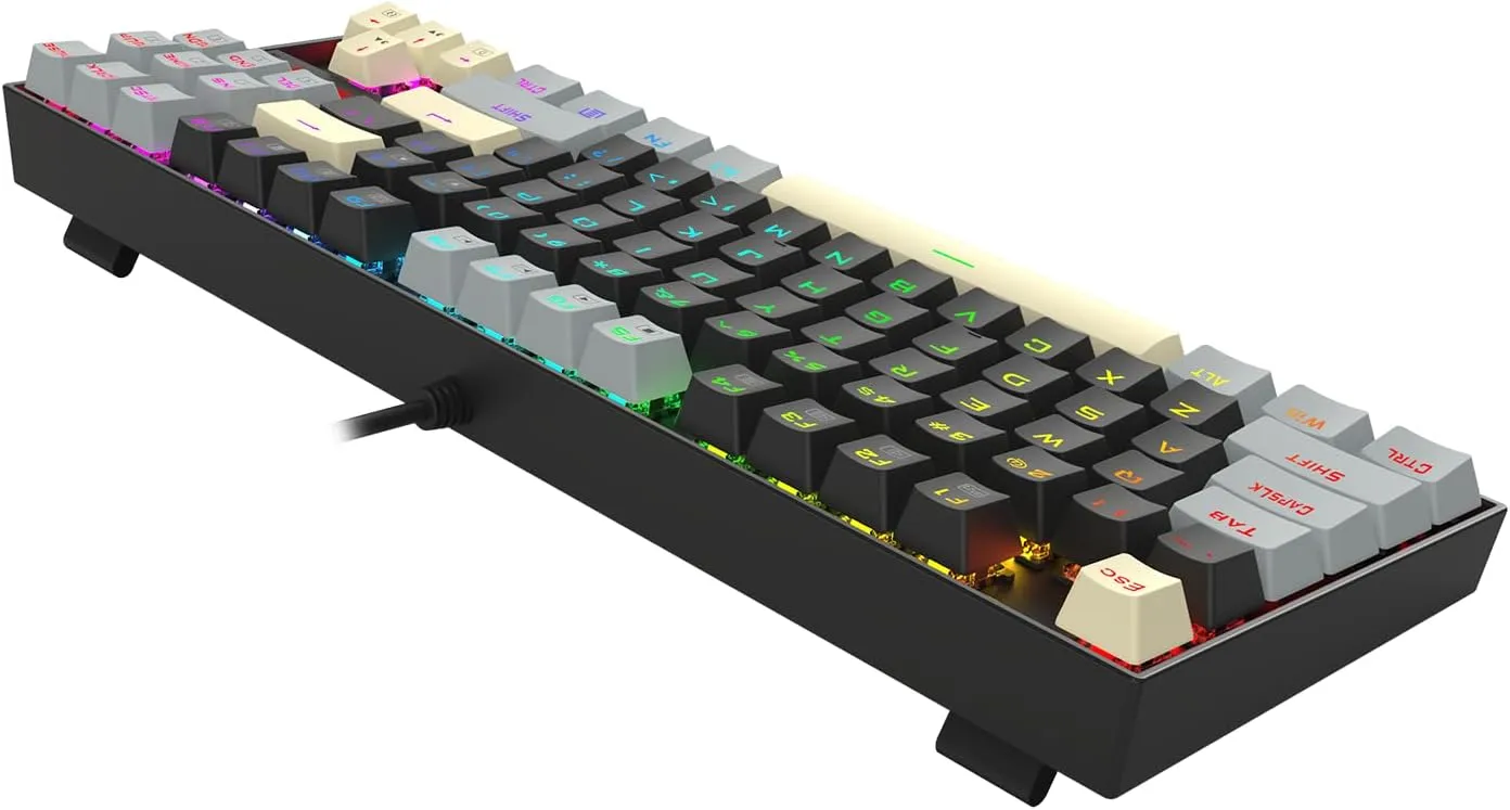 Redragon K552P Mechanical Gaming Keyboard TKL with 18 Backlight Modes, Hot-Swappable Red Switches, 87-Key Compact Ergonomic Design, N-Key Rollover & Software Programmable Macro - RGB, Eclipse Gilded