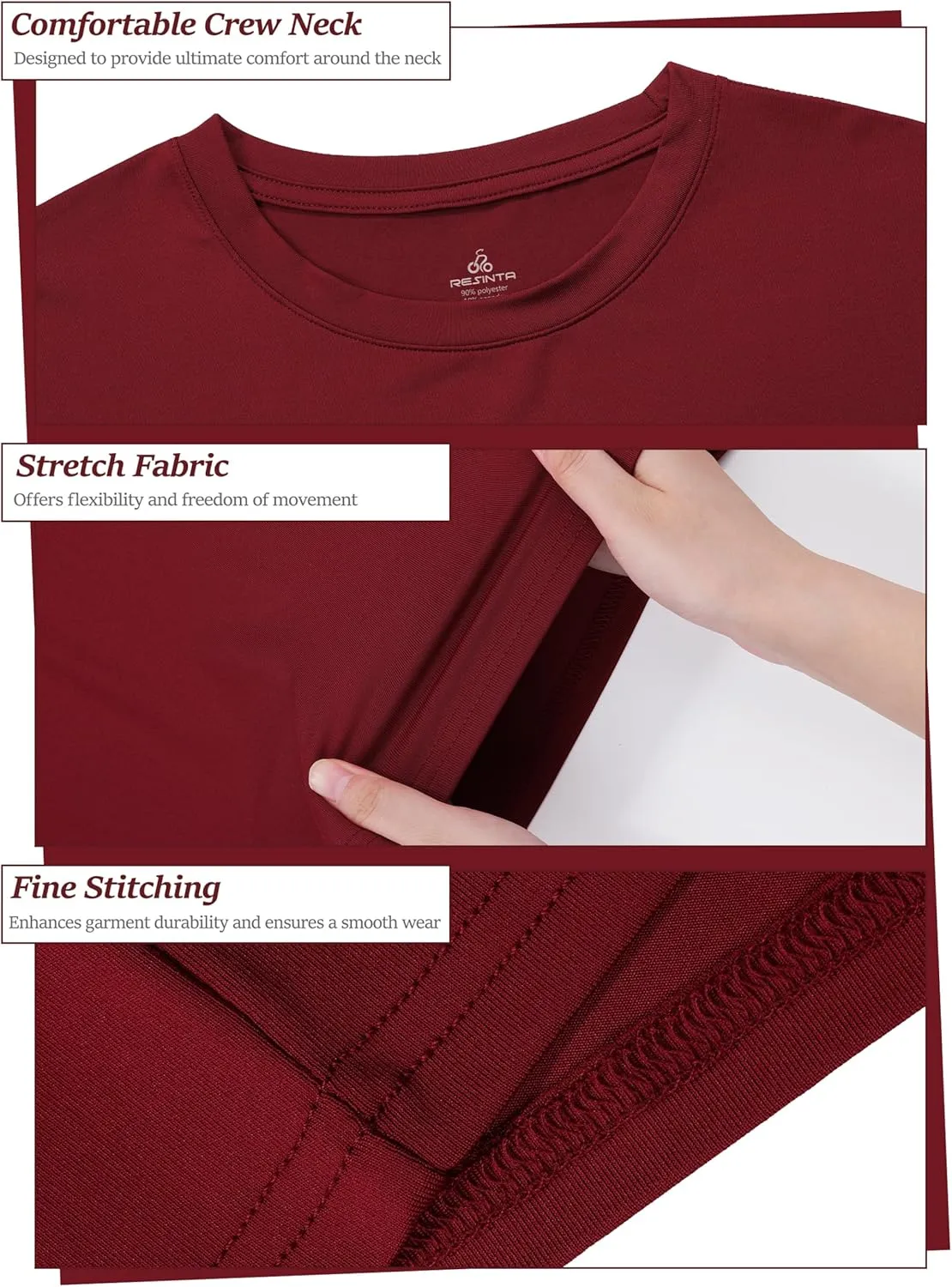 Resinta 5 Pack Boys Athletic Shirts Youth Dry-Fit Wicking T-Shirts Athletic Activewear Performance Short Sleeve Tees